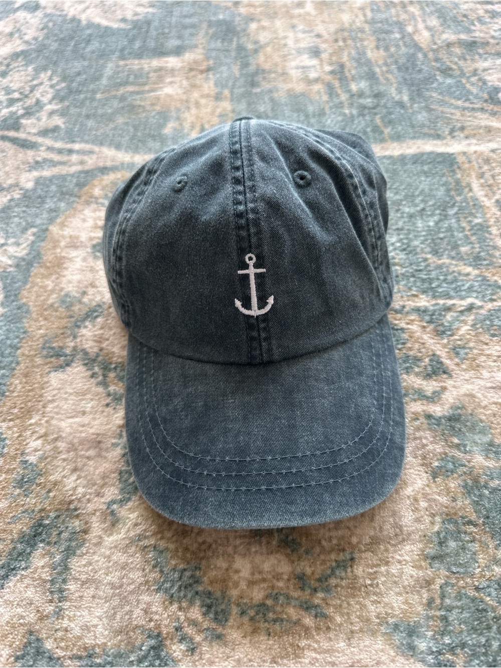 Adams Navy Cotton Baseball Cap with White Anchor